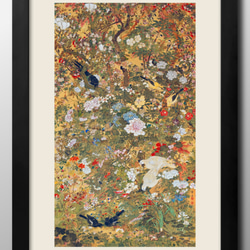 15434□ポスター アート 『上野節学 鳥、昆虫、花』北欧 A3 イラスト