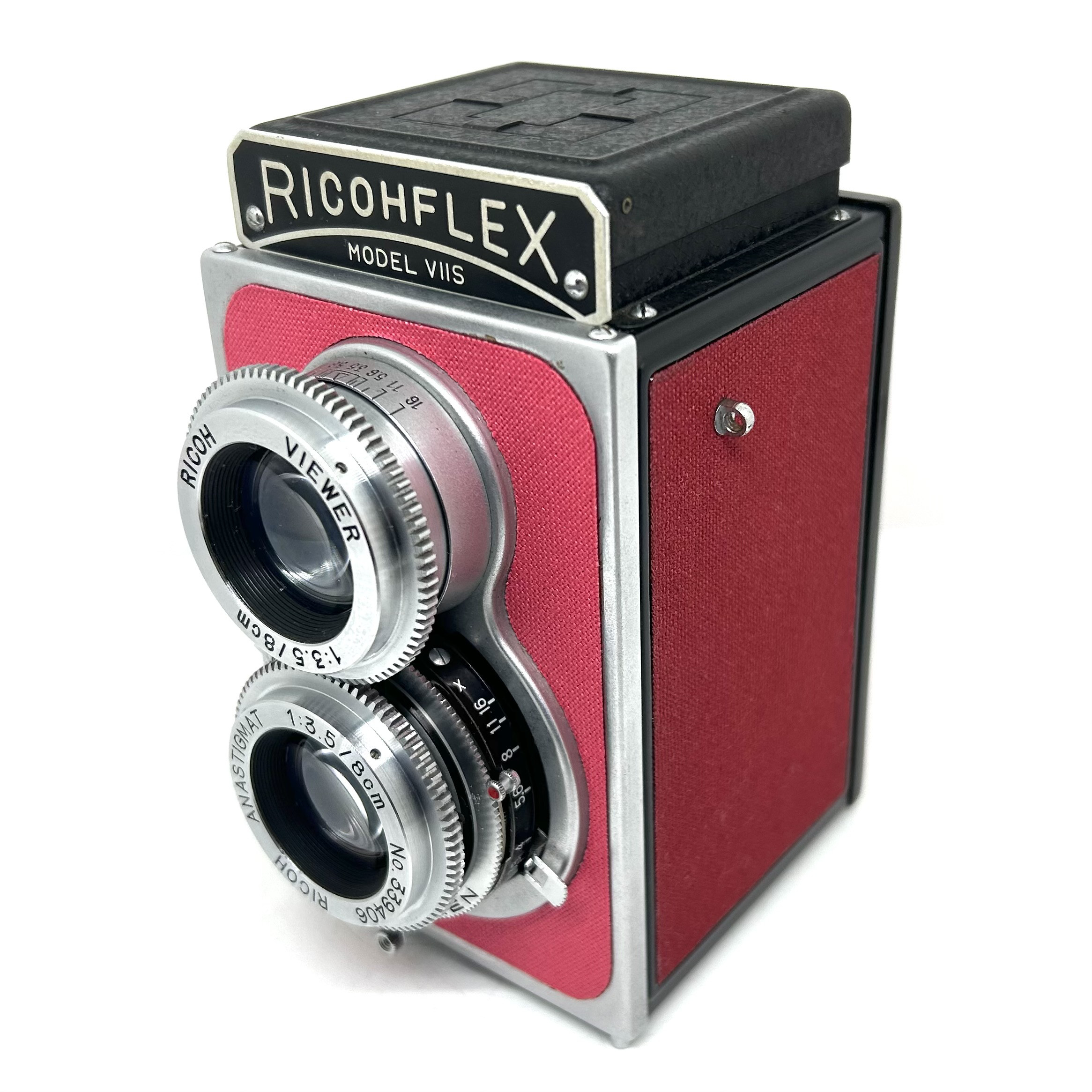 24-153　リメイクカメラ　RICOHFLEX VIIS（ローズ・ワインレッド）フィル