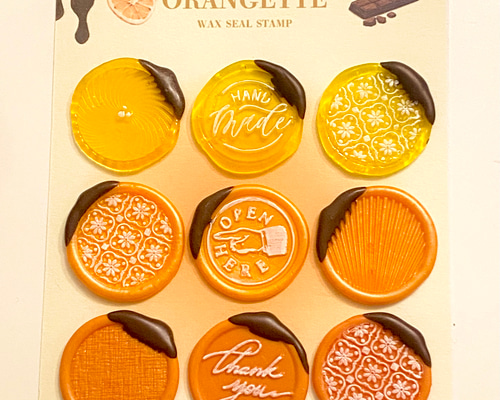 シーリングスタンプシール9枚セット: オランジェット風 オレンジ