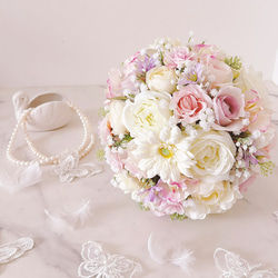 ブーケ ブートニア付 アーティフィシャルフラワー 芍薬 ピオニー アーティフィシャルフラワー】ル・ブーケ（ピオニーピンク