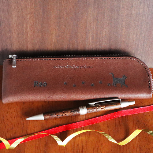 猫50種から選べる ピュアモルトシャープペン&栃木レザーペン