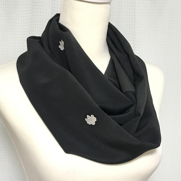 正絹】着物リメイク 家紋入りねじりスヌード（ネックウォーマー