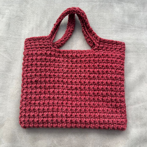 ハンドバッグ】ハンドメイド 編み物 毛糸 バッグ リボン レッド トート