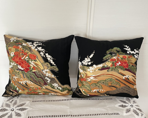 完売】ラスト2点!!大人気!!金泊正絹袋帯リメイククッションカバー 完売