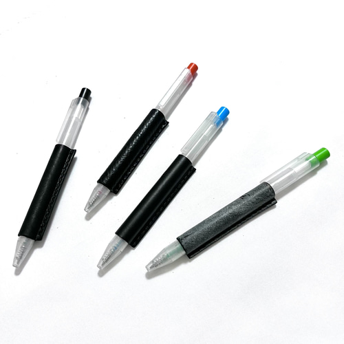 量産品】モノトーンな革包みカバー ゲルインキボールペンノック