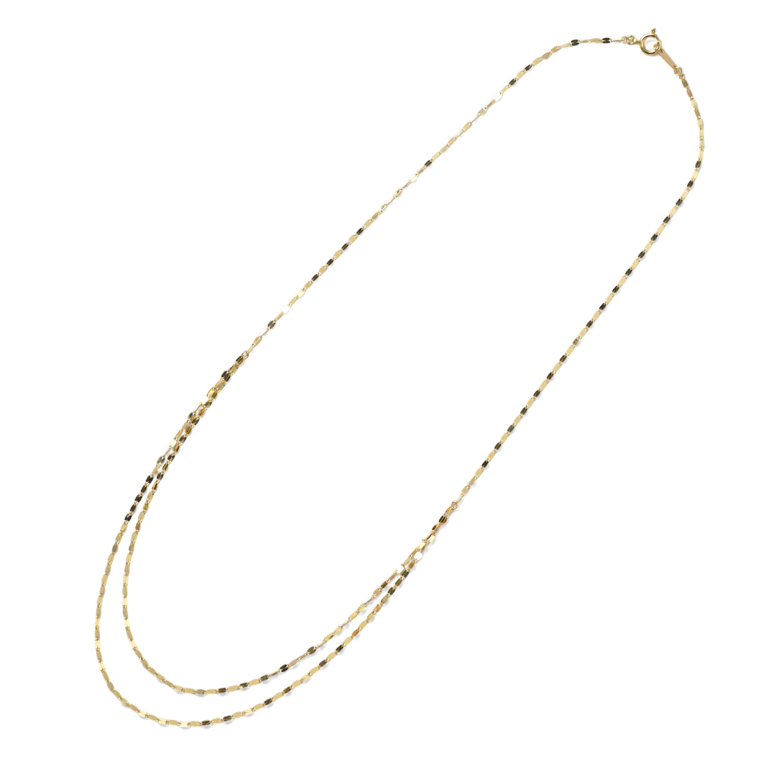 K18YGペタルデザインネックレス 2連トップ 40cm