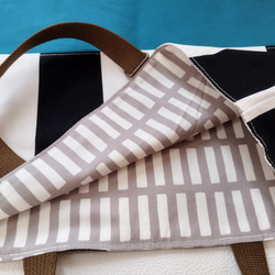 レッスンバッグ（黒ボーダー×ターコイズ）/Lesson bag/School bag 【通園・通学】 2枚目の画像