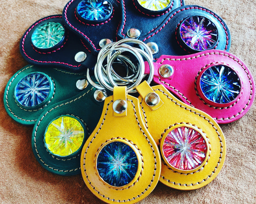 薩摩切子キーホルダー キーホルダー 革工房One 通販 18717145｜Creema