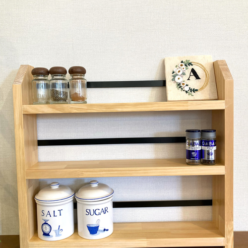 3段スパイスラック 調味料ラック ナチュラル 棚・シェルフ・ラック