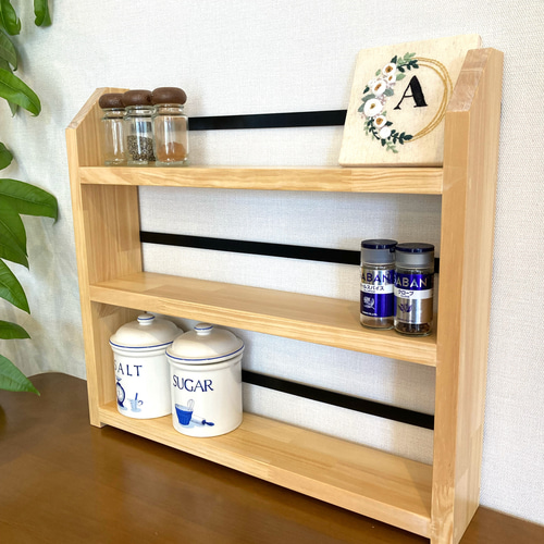 3段スパイスラック 調味料ラック ナチュラル 棚・シェルフ・ラック