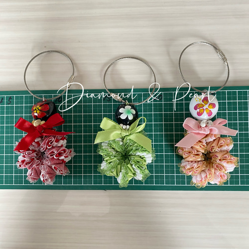 バッグチャーム フラダンス ハワイアンリボンレイ キーリング プチ