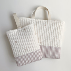 送料無料》 ふわふわ ヌビ ゴールド 星 月 入園入学 セット 刺繍