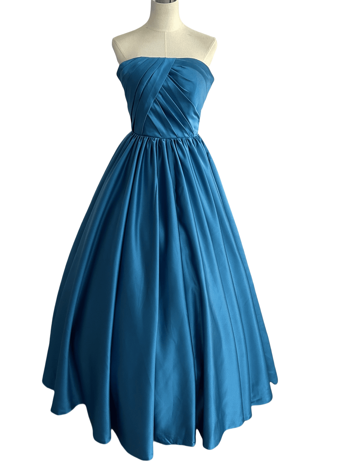 カラードレス ブルー ベアトップ 床付く ファスナー アンティークなドレス 演奏会/音楽会 大人っぽい