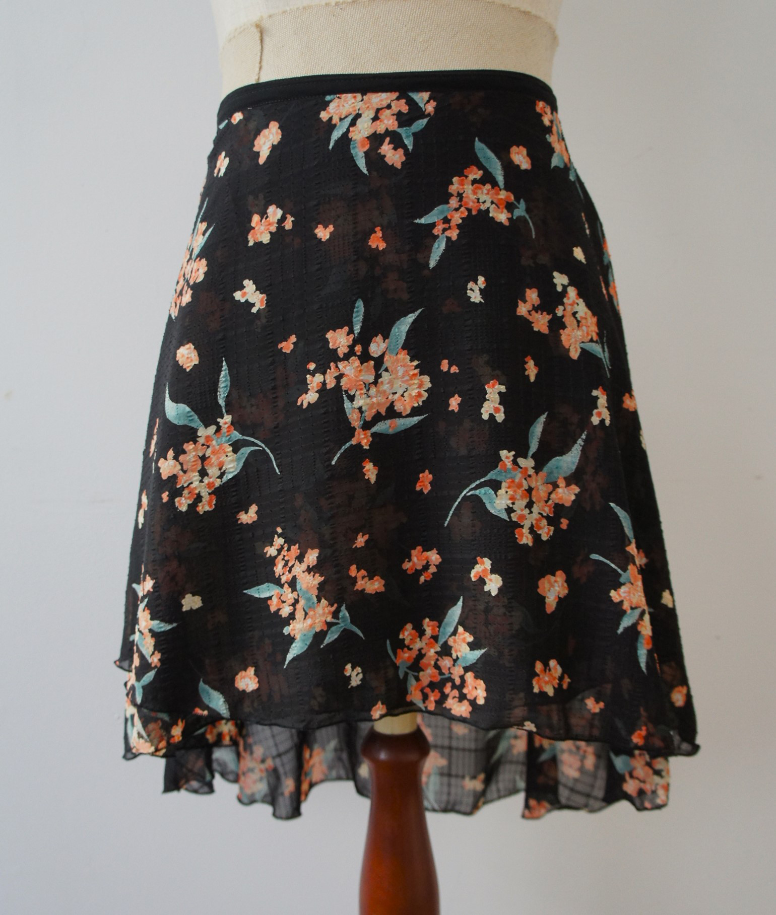 バレエ　ラップスカート[橙花・ブラック55-120] L161Orangeflower black