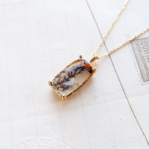 一点物】デンドリティッククォーツのペンダントトップ（斜陽