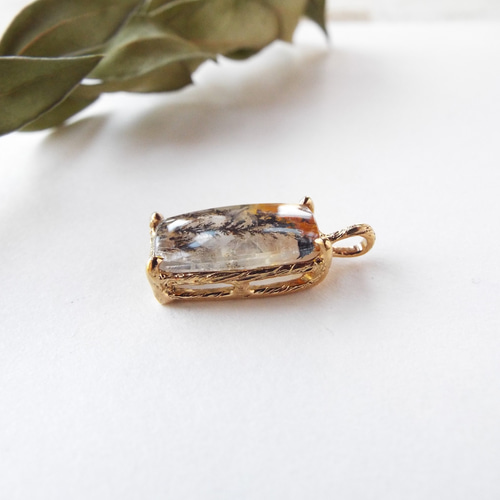 一点物】デンドリティッククォーツのペンダントトップ（斜陽