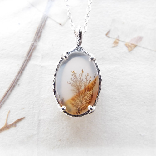 一点物】デンドリティックアゲートのネックレス（斜陽） ネックレス