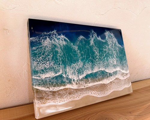 レジンアート　BIGパネル　マジックアワーの海♡ オーシャンアート　海アート B4サイズ】オーシャンレジンアート/ハワイ/海アート/波アート その他