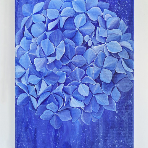 原画】紫陽花のアクリル画/ SM号/ 一点物 絵画 むとうめぐみ