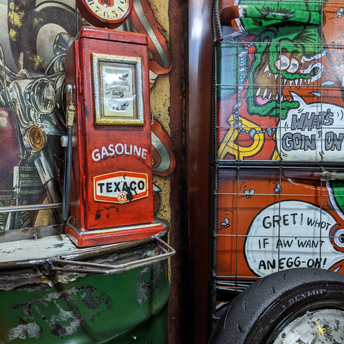 ガレージ雑貨 ガソリンポンプ型 置き時計 クロック & マルチ