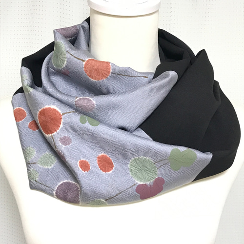 正絹】着物リメイク 訪問着より ねじりスヌード（ネックウォーマー