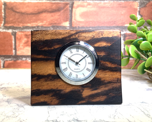 銘木・黒柿の置き時計 No.632 掛け時計・置き時計 彩り銘木工房