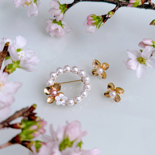 特集掲載】ピンク 淡水パール 桜 ブローチ サークル フォーマル 入学式