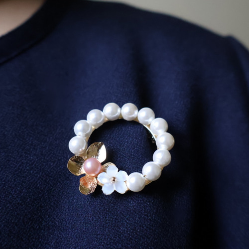 特集掲載】ピンク 淡水パール 桜 ブローチ サークル フォーマル 入学式