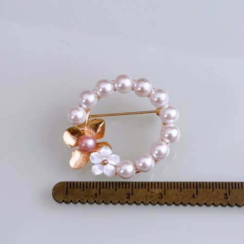 特集掲載】ピンク 淡水パール 桜 ブローチ サークル フォーマル 入学式
