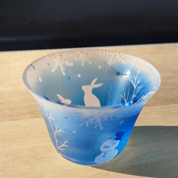 受注制作】舞い桜 天開ぐい呑みペアセット サンドブラスト彫刻 春の