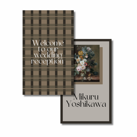 mini【flower art 席札④】gray*°♡ 1枚80円（10枚〜）✾ゲスト様情報確定後〜10日以内発送✾ 6枚目の画像