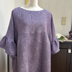 有松絞り ワンピース M~L パフスリーブ 綿 着物リメイク 浴衣 有松絞り ワンピース M~L パフスリーブ 綿 着物リメイク 浴衣