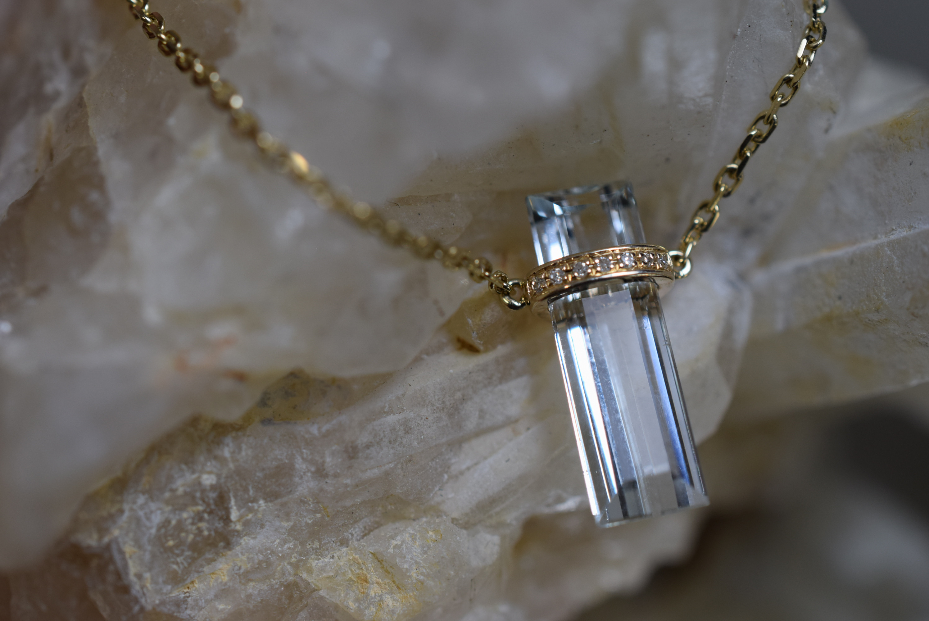 K9-02 天然 アクアマリン k9金 k9ゴールド 薄水色 ネックレス ダイヤモンド