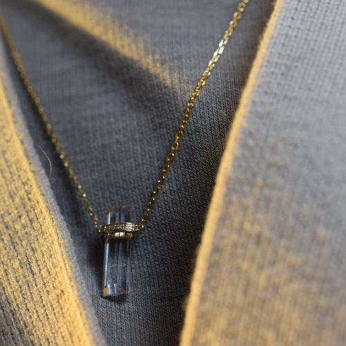 K9-02 天然アクアマリン k9金 薄水色 ネックレス ダイヤモンド