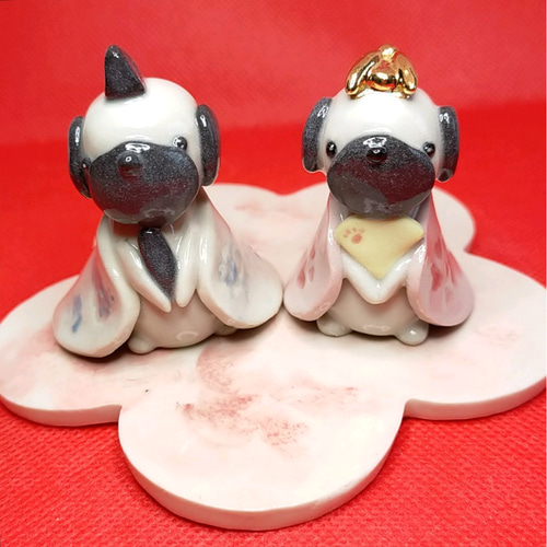 犬雛（パグホワイト）お雛様 桃の節句 雛祭 ひな人形 雛まつり