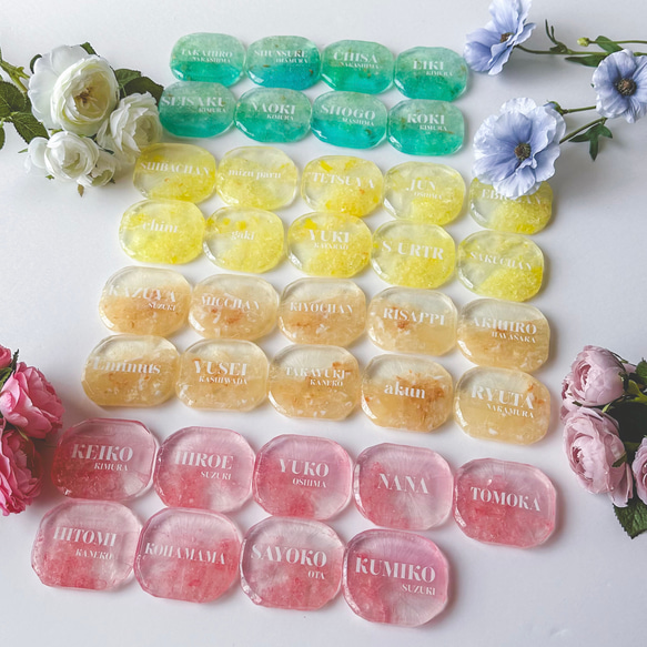 【カスタム自由！】色やデザインが選べる 宝石石鹸 結婚式 席札 プチギフト 4枚目の画像