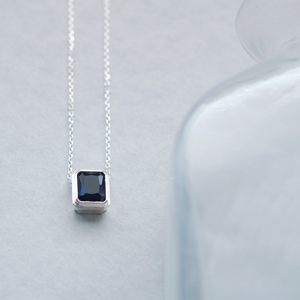 クラシック サファイア 中通し ネックレス シルバー925