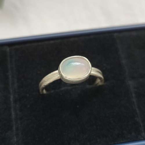 一点物】13号 大粒オパールの繊細シルバーリング シルバー925 SV925 石
