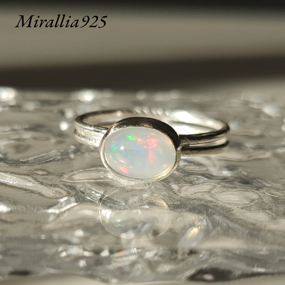 一点物】13号 大粒オパールの繊細シルバーリング シルバー925 SV925 石