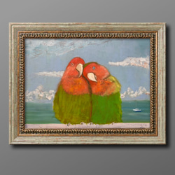 小鳥と女性のモーニングF4 油彩画 絵画 小鳥と女性のモーニングF4 油彩画 絵画 絵画 murmur 通販