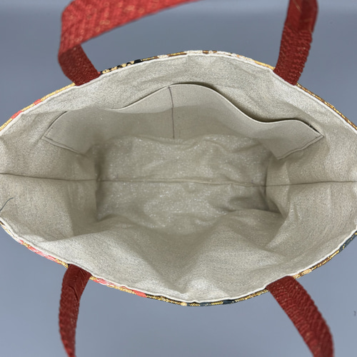 着物 帯 帯締め ハンドメイド トートバッグ リメイク 金 花 六通