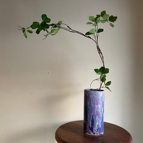 キッチンツール スタンド 花瓶 紫柄 プレゼントにも 一輪挿し・花瓶