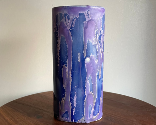 キッチンツール スタンド 花瓶 紫柄 プレゼントにも 一輪挿し・花瓶