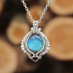 ラブラドライト シルバー925 ワイヤーラッピング ペンダント