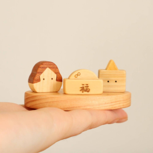 人気シリーズ＊ちょこんと小さな節分飾り〜お多福＆小鬼ちゃんセット