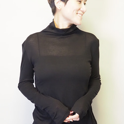 再販新作2025❤︎程よいシアー感タートルネックロングスリーブカットソーT（ブラック）25004BKF 13枚目の画像