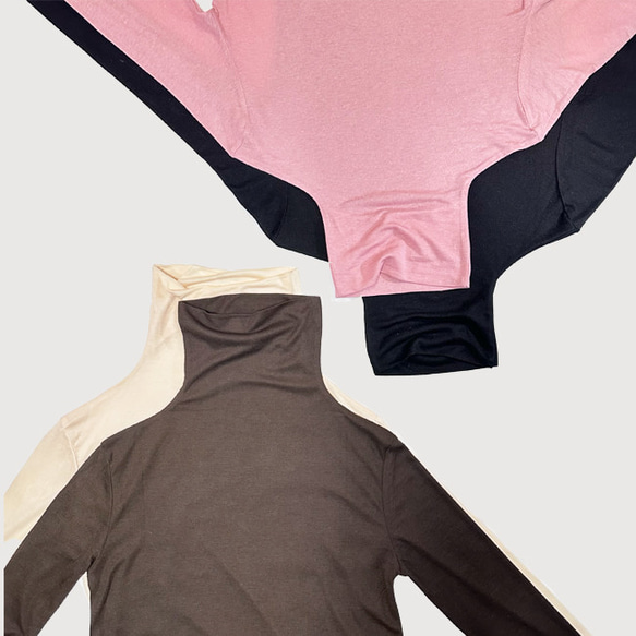 再販新作2025❤︎程よいシアー感タートルネックロングスリーブカットソーT（ブラック）25004BKF 18枚目の画像