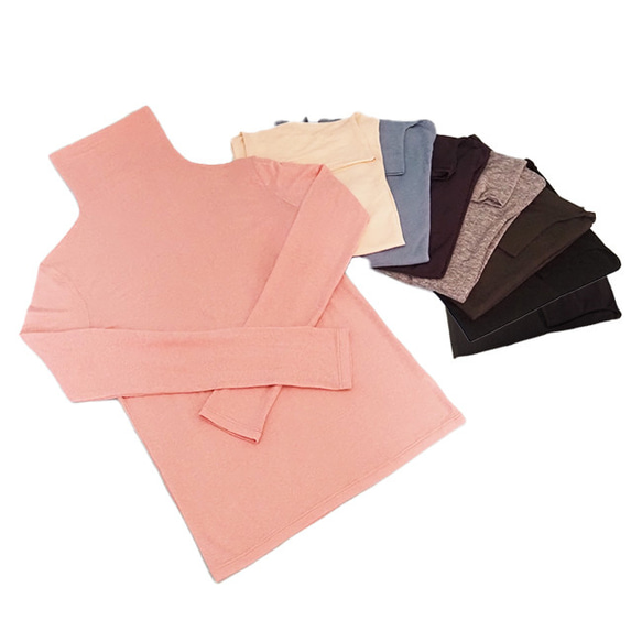 再販新作2025❤︎程よいシアー感タートルネックロングスリーブカットソーT（ブラック）25004BKF 16枚目の画像