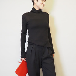 再販新作2025❤︎程よいシアー感タートルネックロングスリーブカットソーT（ブラック）25004BKF 9枚目の画像