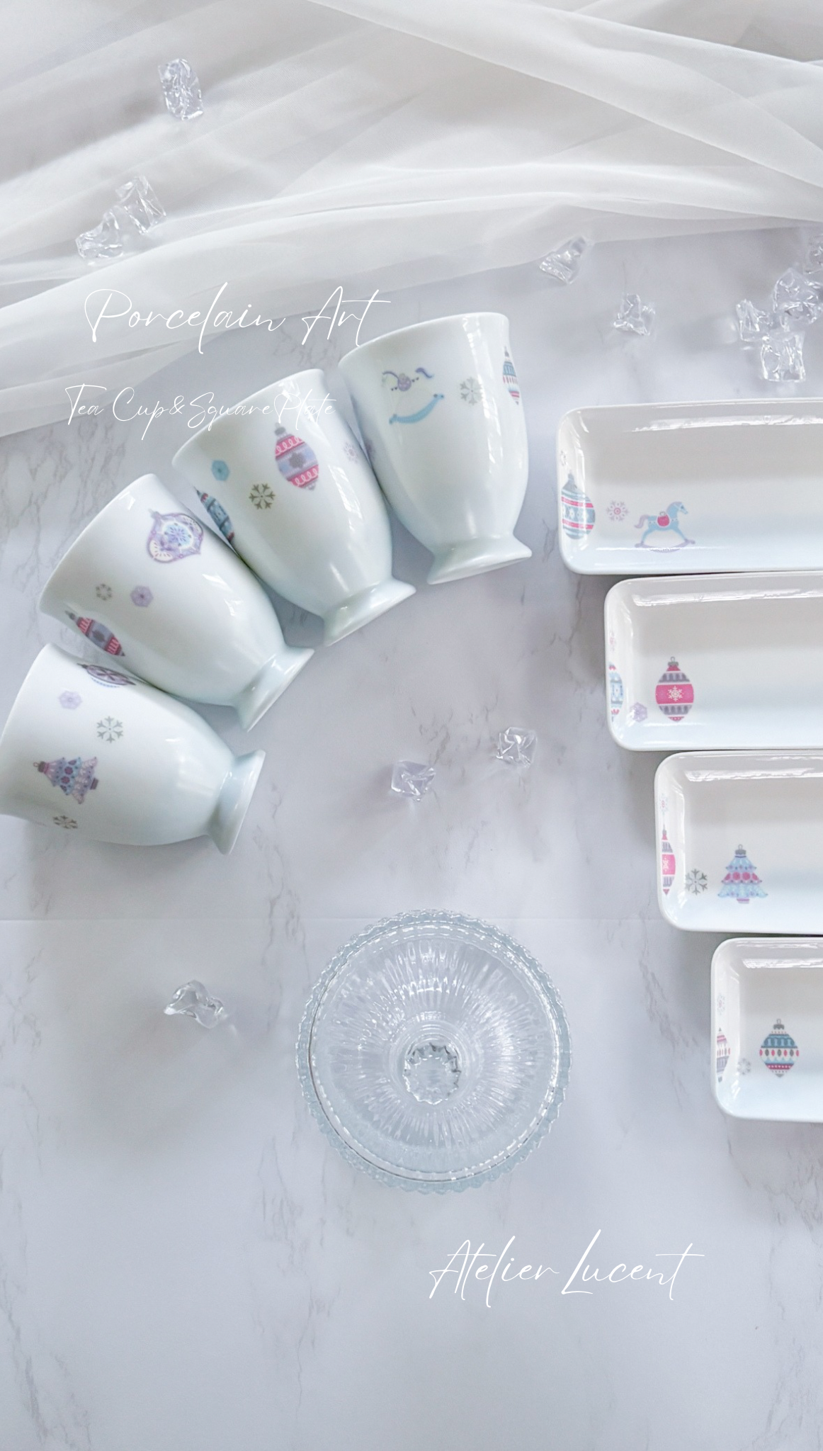 フリーカップと細長いプレートのセット